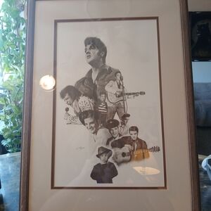 Framed Black & White Music Collage Art Print - Classic Portraits